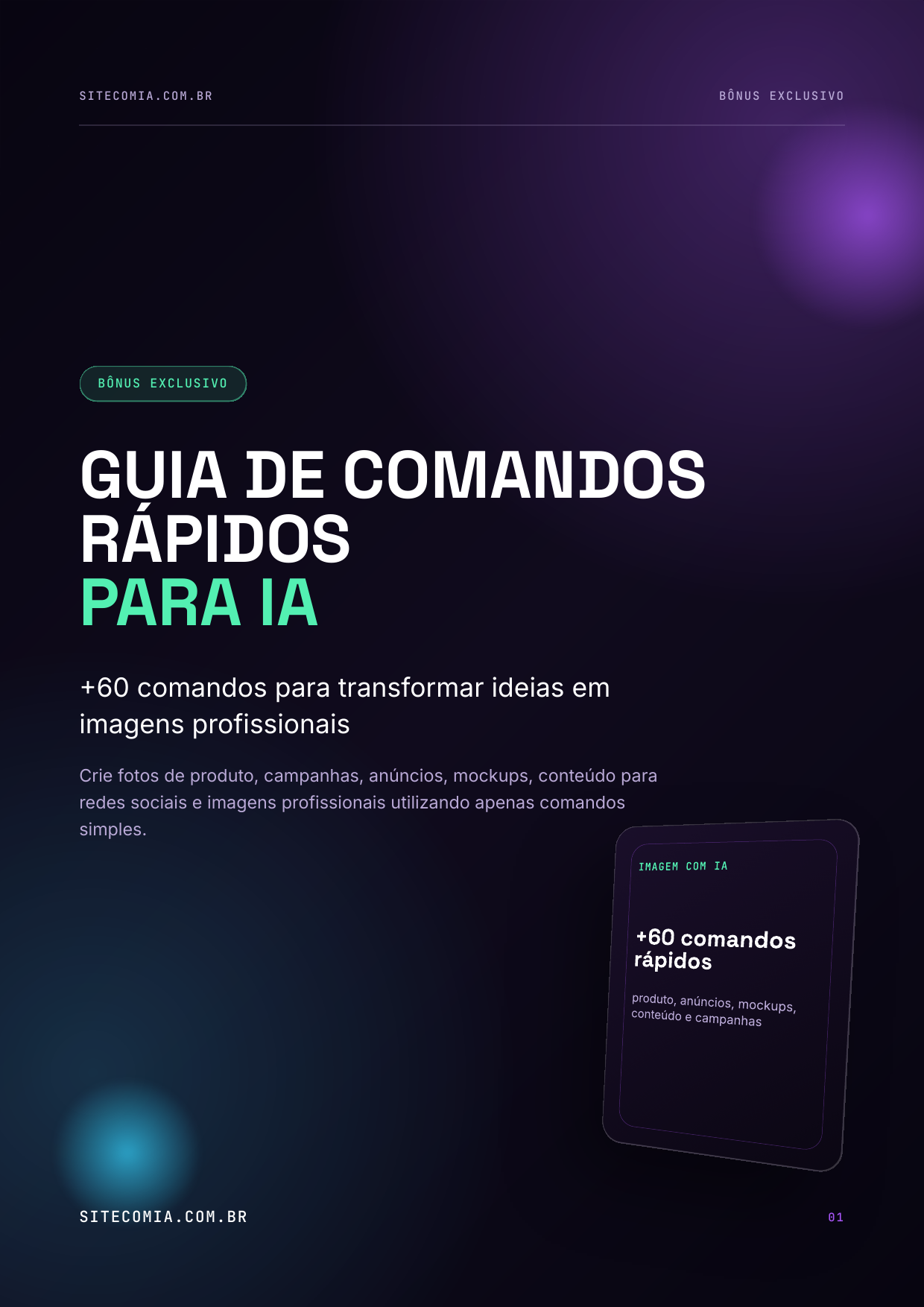 Capa do bônus Guia de Comandos Rápidos para Criar Imagens com IA