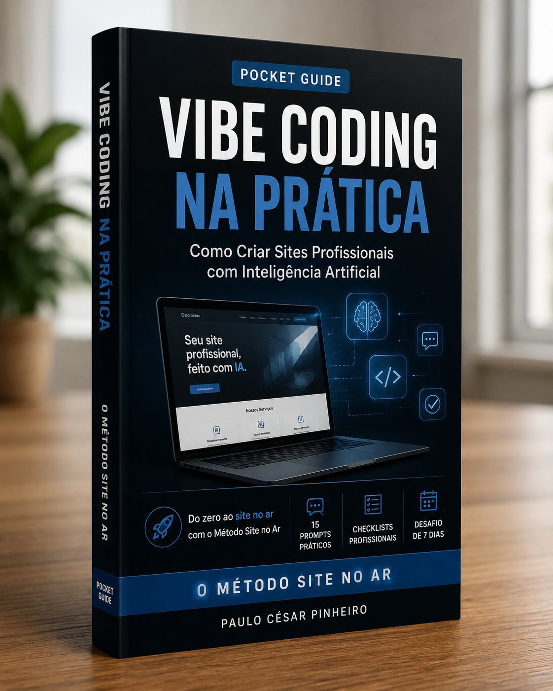 Capa do Pocket Guide Vibe Coding na Prática, de Paulo César Pinheiro, mostrando o Método Site no Ar